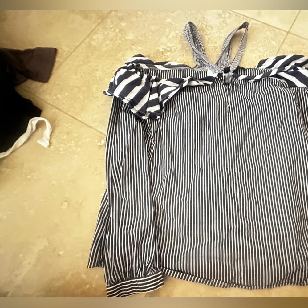 J. Crew Navy and White Striped Top